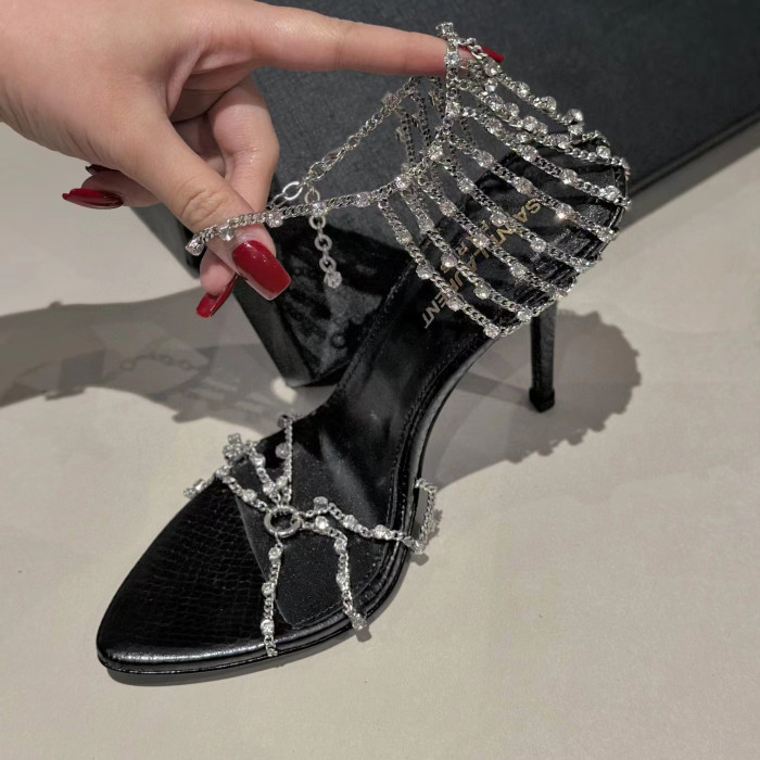 SAINT LAURENT Summer Women's Chain High Heel Sandals #nigo56273