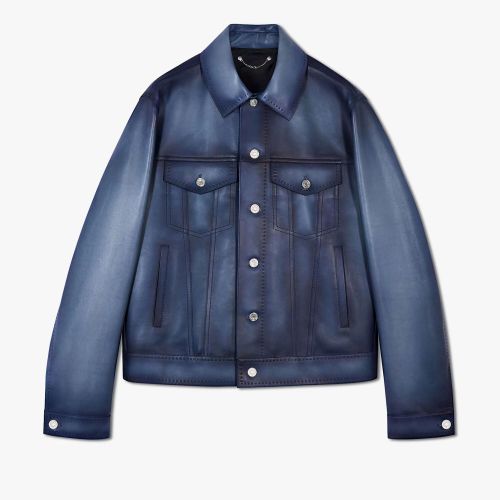 Berluti Denim Bronze Leather Tunic Jacket #nigo4765