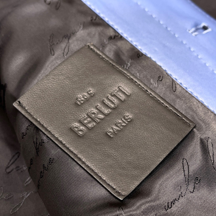 Berluti Denim Bronze Leather Tunic Jacket #nigo4765