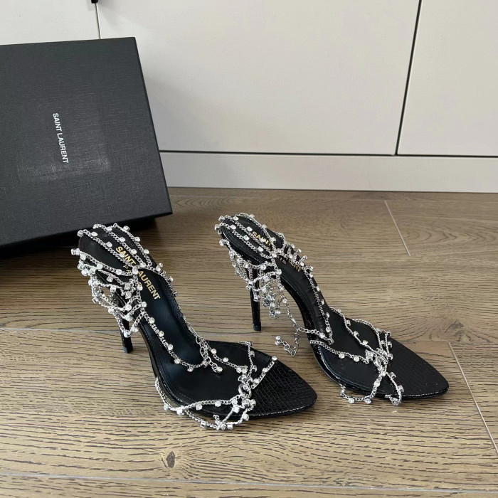 SAINT LAURENT Summer Women's Chain High Heel Sandals #nigo56273