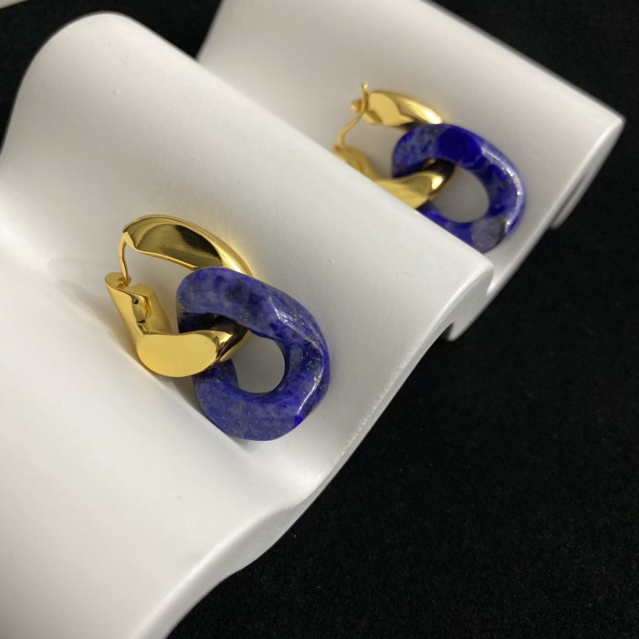Bottega Veneta Lapis Lazuli Earrings Copper Gold-plated Accessories Jewelry #nigo82398