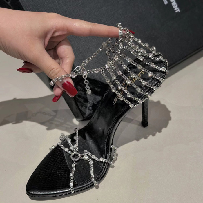 SAINT LAURENT Summer Women's Chain High Heel Sandals #nigo56273