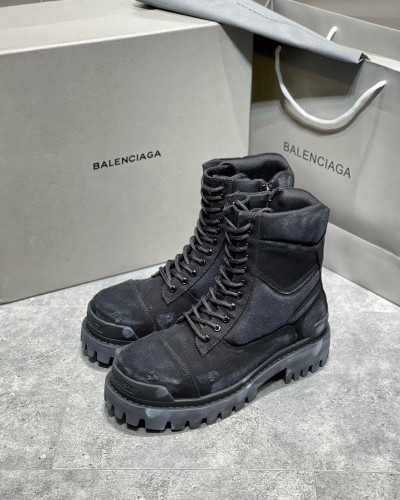 Balenciaga Men's  Women's Autumn And Winter Leather Worn Martin Boots Military Boots Shoes #nigo1439