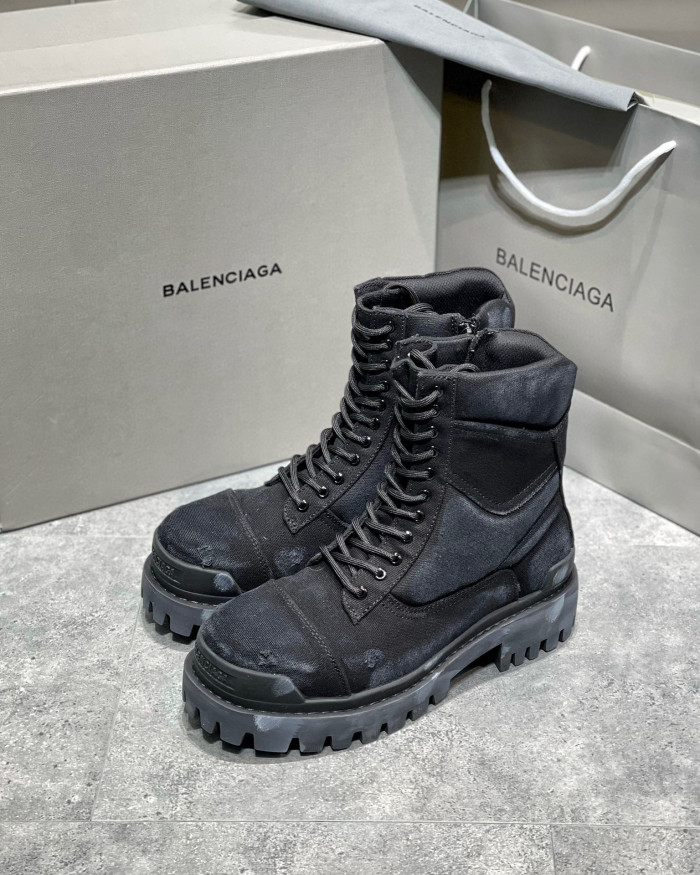 Balenciaga Men's  Women's Autumn And Winter Leather Worn Martin Boots Military Boots Shoes #nigo1439