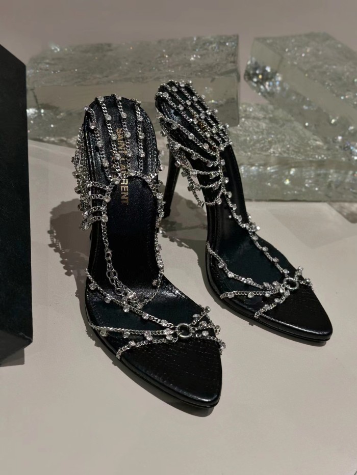 SAINT LAURENT Summer Women's Chain High Heel Sandals #nigo56273