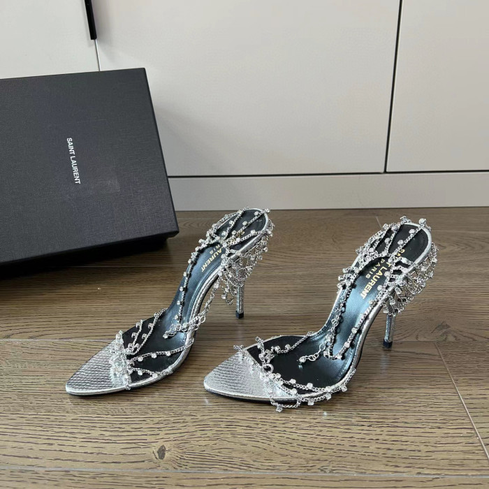 SAINT LAURENT Summer Women's Chain High Heel Sandals #nigo56273