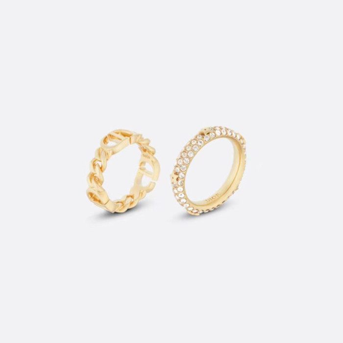 Dior Rhinestone Chain Stripe Two Piece Ring Accessories Jewelry #nigo82415