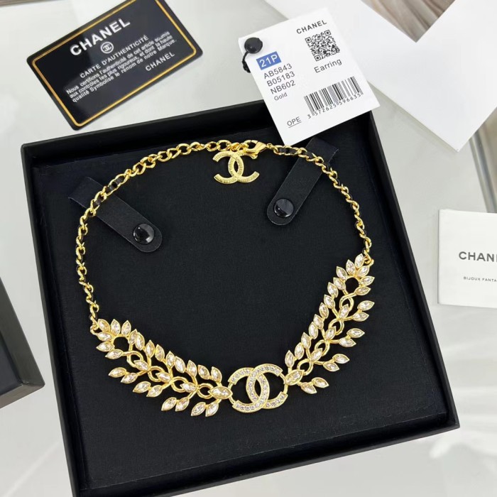 Chanel Full Diamond Ear Necklace Brass Accessories Jewelry #nigo82375