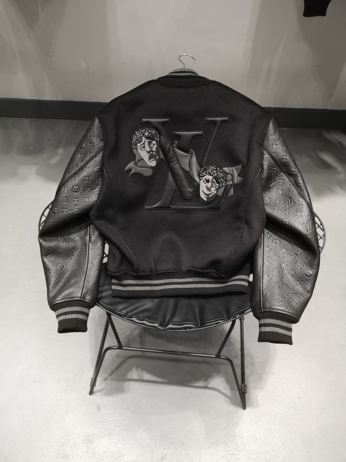 Louis Vuitton Monogram Embossed Leather And Wool Blouson Jacket #nigo6373