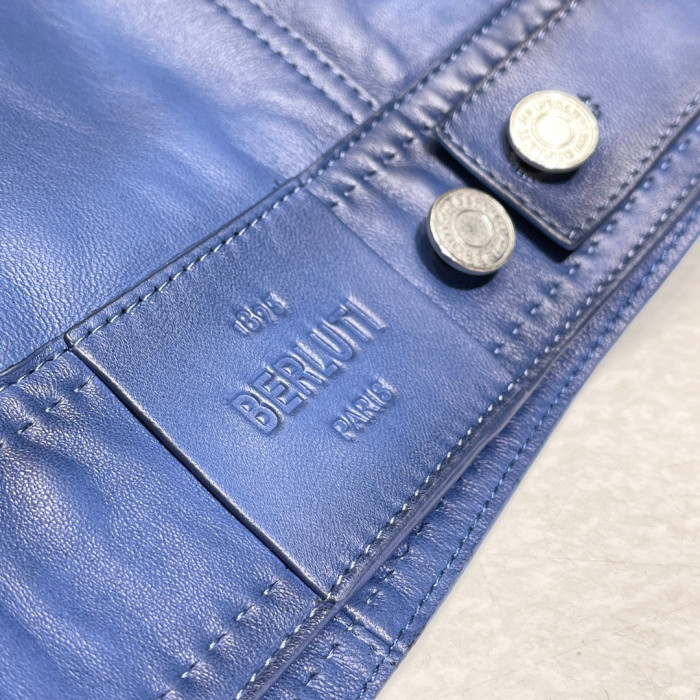 Berluti Denim Bronze Leather Tunic Jacket #nigo4765