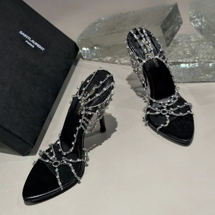 SAINT LAURENT Summer Women's Chain High Heel Sandals #nigo56273