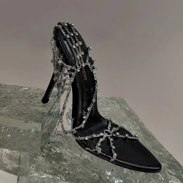 SAINT LAURENT Summer Women's Chain High Heel Sandals #nigo56273