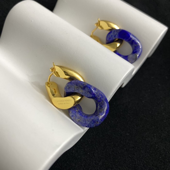 Bottega Veneta Lapis Lazuli Earrings Copper Gold-plated Accessories Jewelry #nigo82398