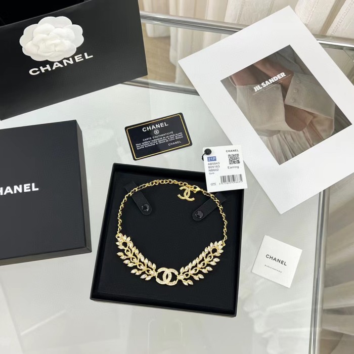 Chanel Full Diamond Ear Necklace Brass Accessories Jewelry #nigo82375