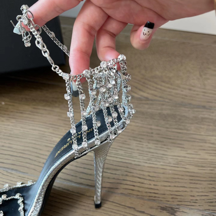 SAINT LAURENT Summer Women's Chain High Heel Sandals #nigo56273