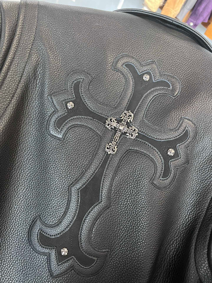 Chrome Hearts Men's And Women's Lychee Leather Jacket #nigo7558