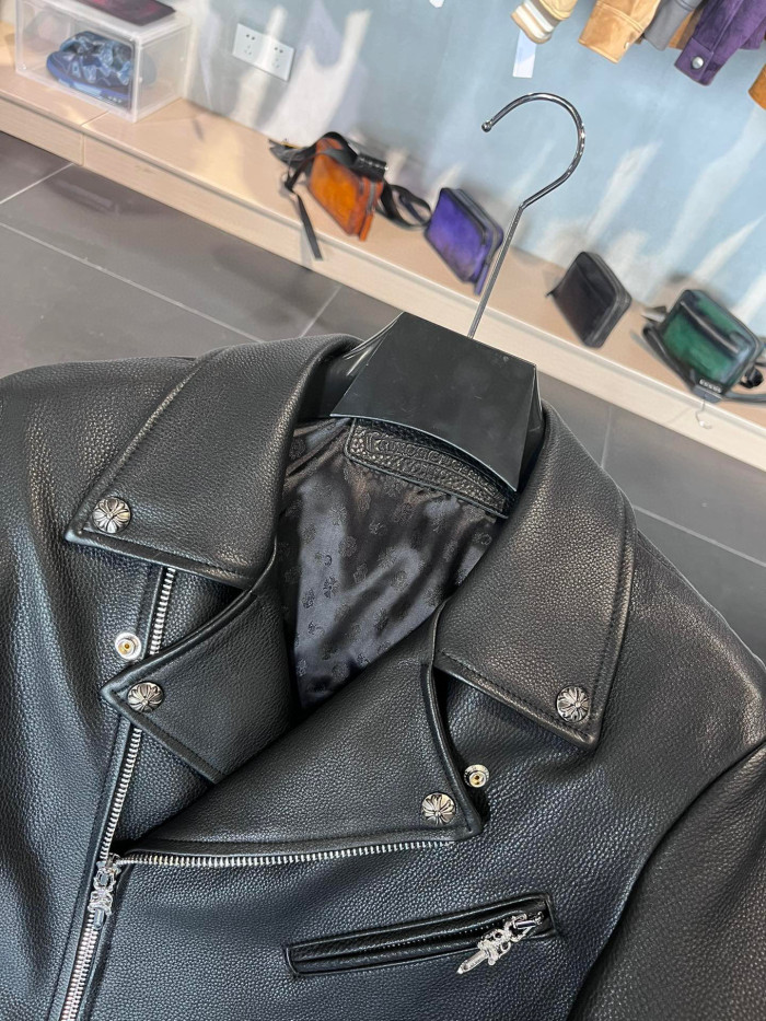 Chrome Hearts Men's And Women's Lychee Leather Jacket #nigo7558