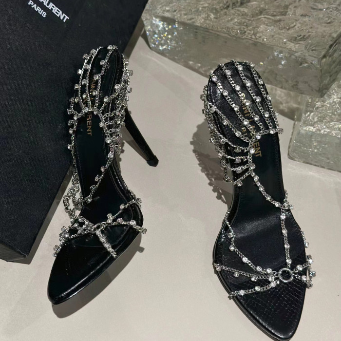 SAINT LAURENT Summer Women's Chain High Heel Sandals #nigo56273