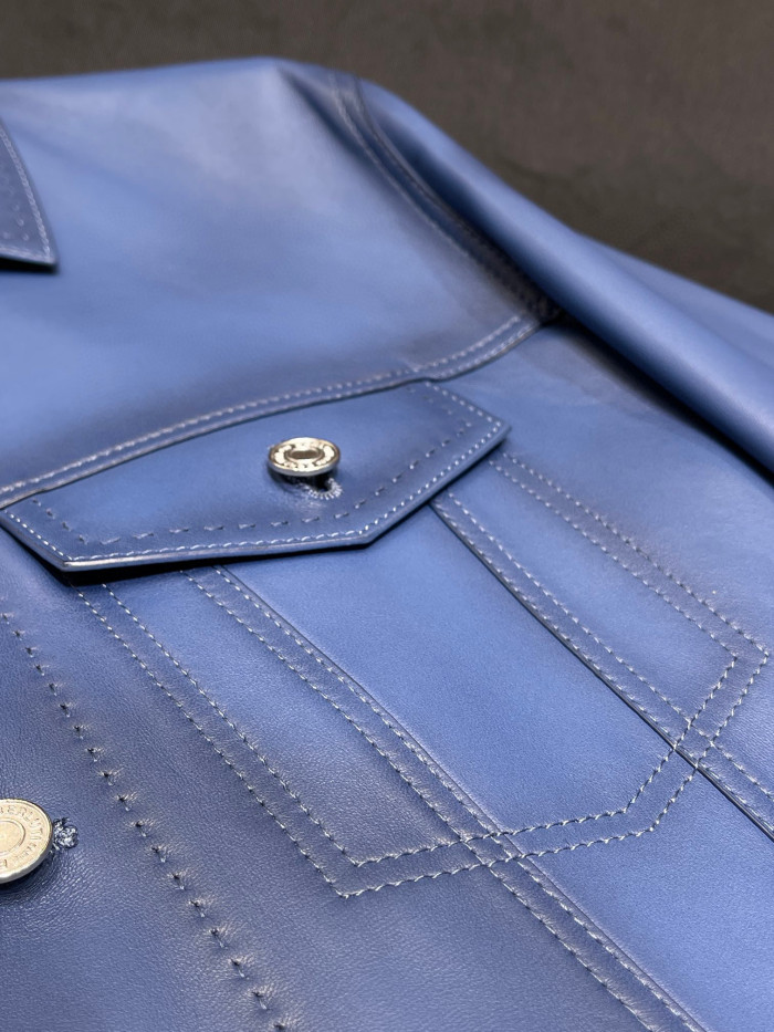 Berluti Denim Bronze Leather Tunic Jacket #nigo4765