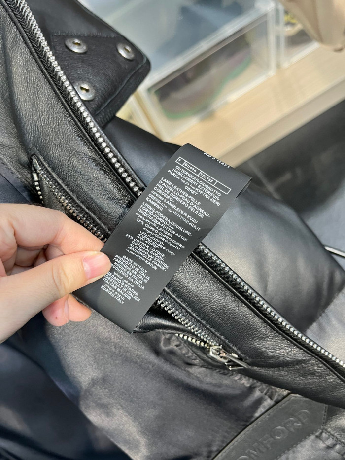 Tom Ford Black Leather Puffer Down Jacket Ngvp #nigo6555