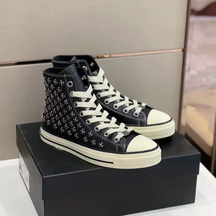 Chrome Hearts NIGO Men's Men's Leather Studded Canvas Shoes #nigo5859