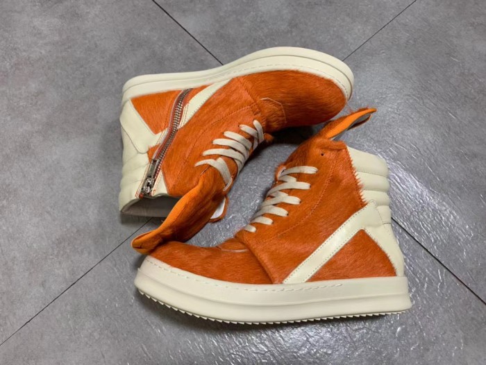 Rick Owens Mink Fur Cow Leather Lace up Boots Shoes #nigo56298