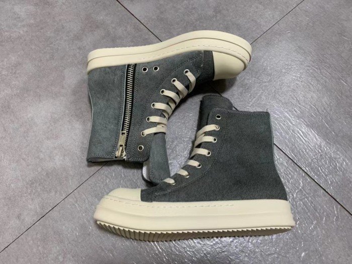 Rick Owens Mink Fur Cow Leather Lace up Boots Shoes #nigo56298