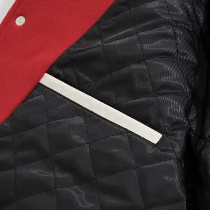 Saint Michael Autumn Winter Leather Sleeve Woolen Jackets Baseball Jacket #nigo56354