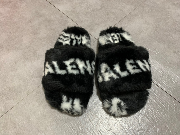 Balenciaga Men's Women's Letter Print Logo Plush Slipper Sandals Shoes #nigo51665