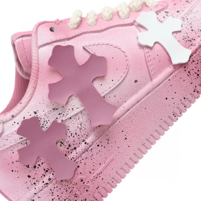 Chrome Hearts Pink Splash Paint Flat Bottom Sports Shoes Sneakers #nigo56294