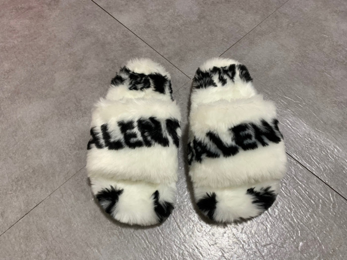 Balenciaga Men's Women's Letter Print Logo Plush Slipper Sandals Shoes #nigo51665