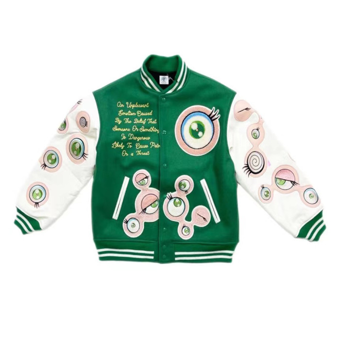 Saint Michael Autumn Winter Leather Sleeve Woolen Jackets Baseball Jacket #nigo56354