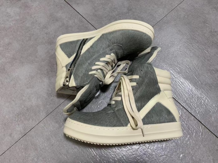 Rick Owens Mink Fur Cow Leather Lace up Boots Shoes #nigo56298
