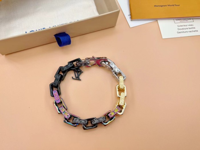 Louis Vuitton Letter Refined Steel Multi-Color Necklace Bracelet Accessories Jewelry #nigo82654