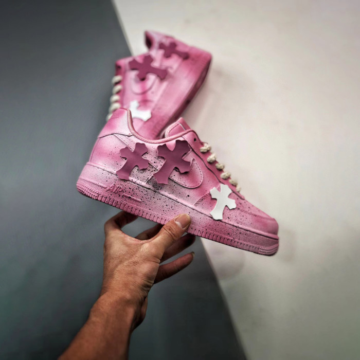 Chrome Hearts Pink Splash Paint Flat Bottom Sports Shoes Sneakers #nigo56294