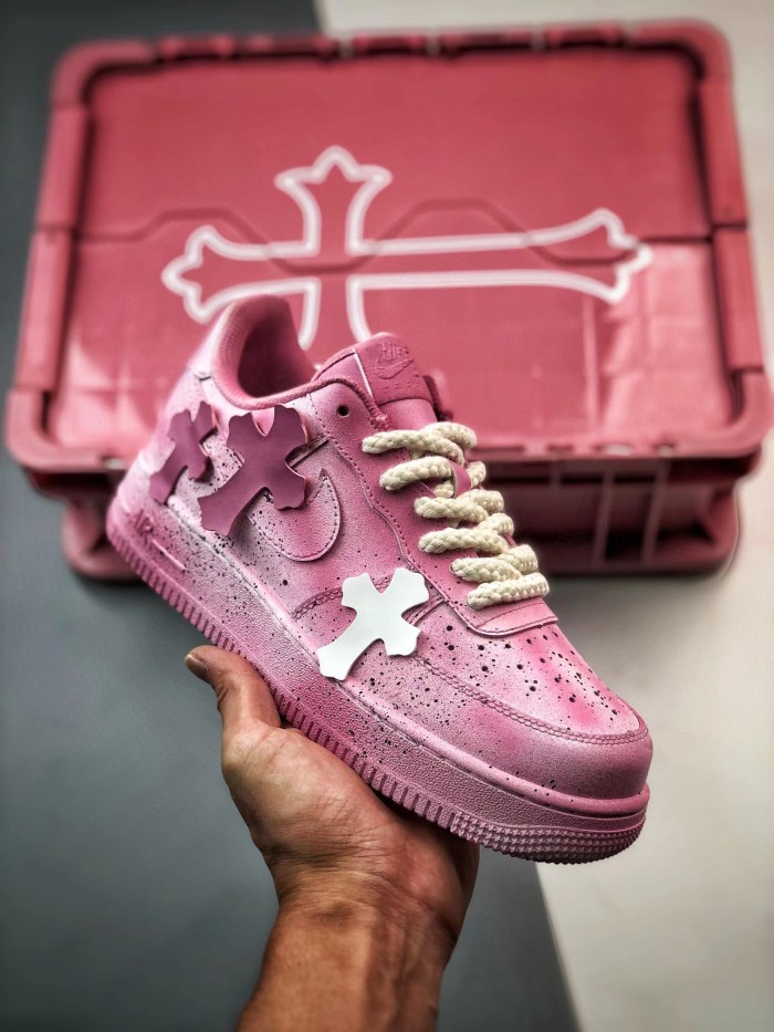 Chrome Hearts Pink Splash Paint Flat Bottom Sports Shoes Sneakers #nigo56294