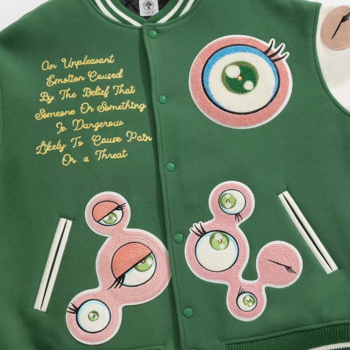 Saint Michael Autumn Winter Leather Sleeve Woolen Jackets Baseball Jacket #nigo56354