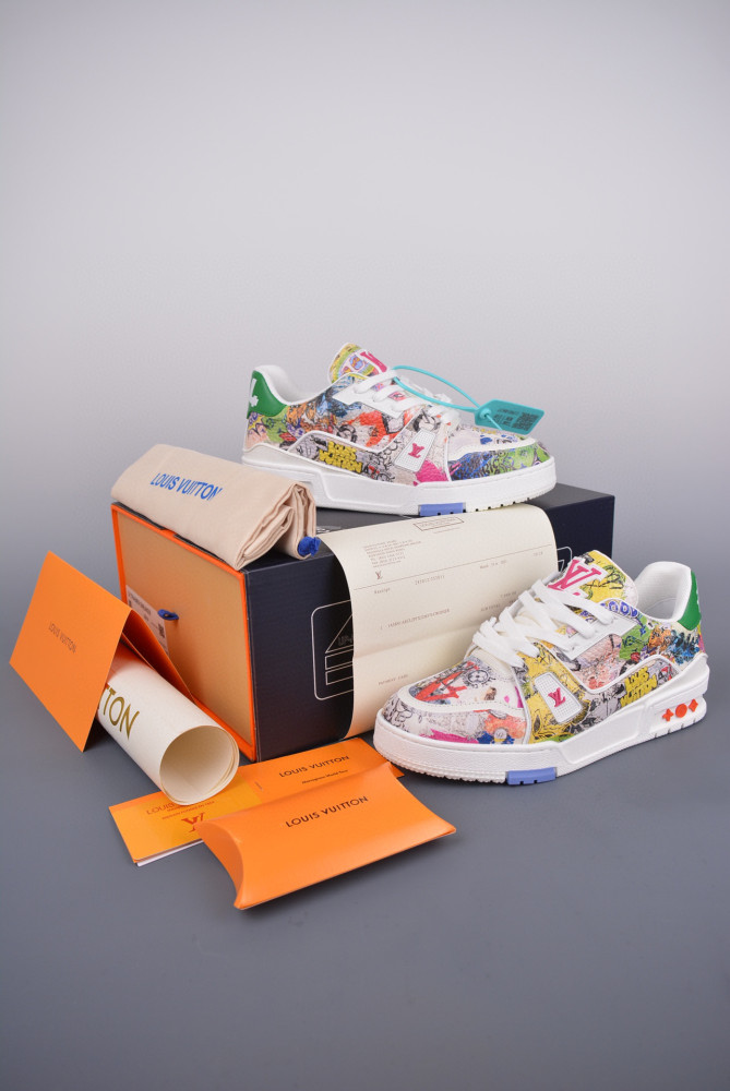 Louis Vuitton NIGO Graffiti Flat Sneakers Shoes #nigo94249