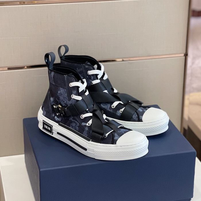 DIOR High-Top Lock Lace-Up Flats Shoes #nigo4782