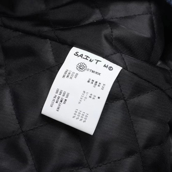 Saint Michael Autumn Winter Leather Sleeve Woolen Jackets Baseball Jacket #nigo56354