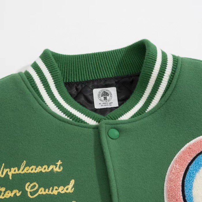 Saint Michael Autumn Winter Leather Sleeve Woolen Jackets Baseball Jacket #nigo56354