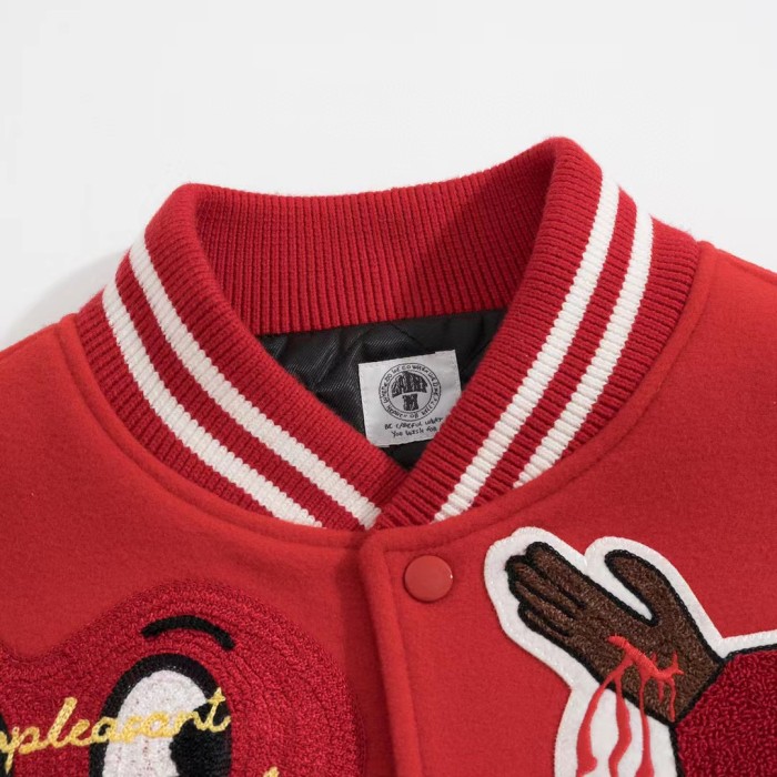 Saint Michael Autumn Winter Leather Sleeve Woolen Jackets Baseball Jacket #nigo56354