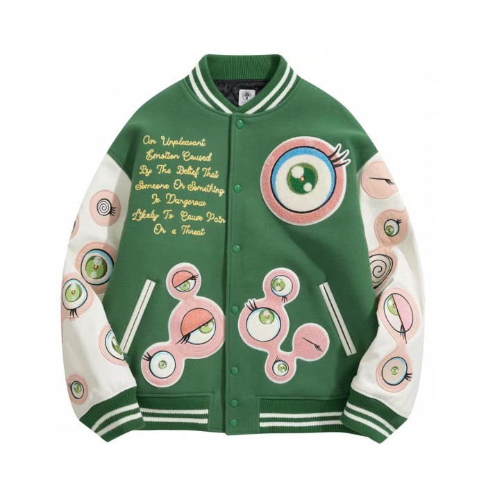 Saint Michael Autumn Winter Leather Sleeve Woolen Jackets Baseball Jacket #nigo56354