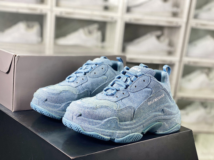 Balenciaga Triple S Denim Low Top Sneakers Shoes #nigo96418