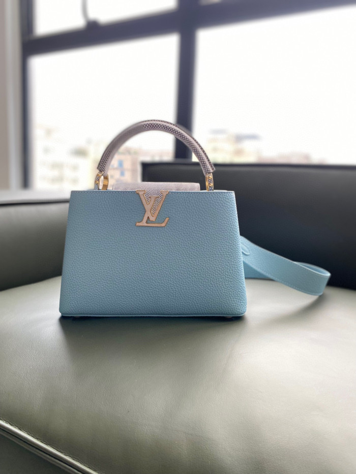 Louis Vuitton Capucines Leather Carrying Blue Bag #nigo21784