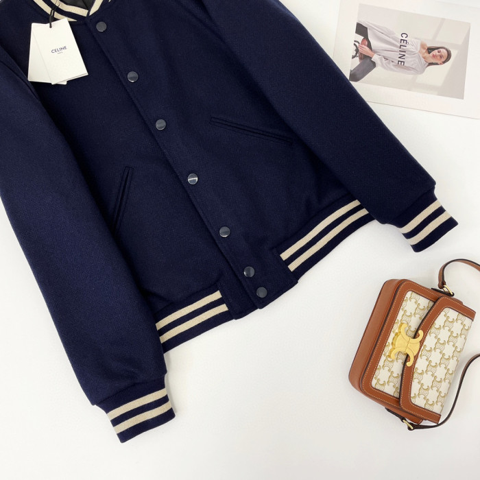Celine NIGO Navy Striped Baseball Jacket Jacket #nigo21549