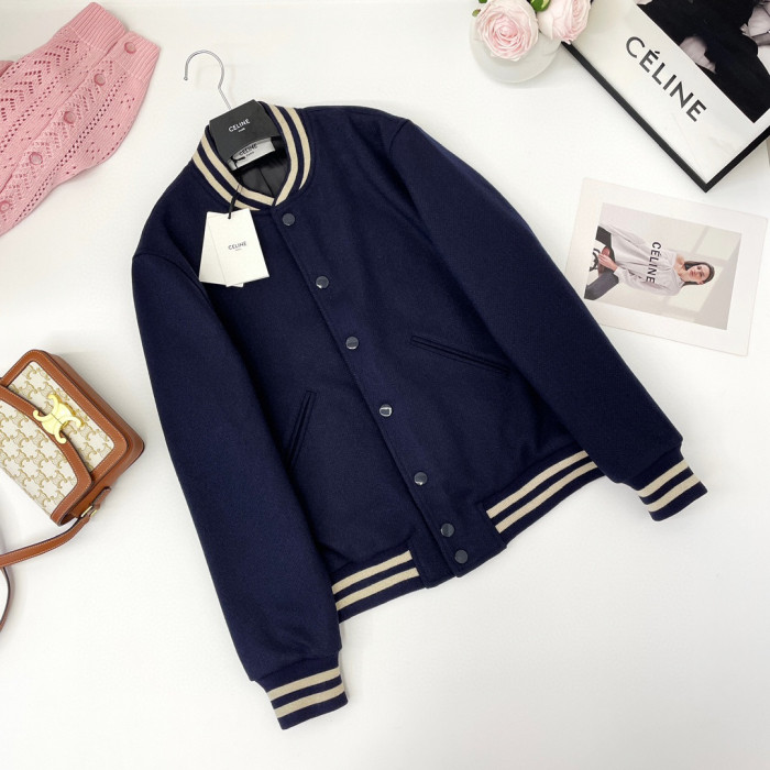 Celine NIGO Navy Striped Baseball Jacket Jacket #nigo21549