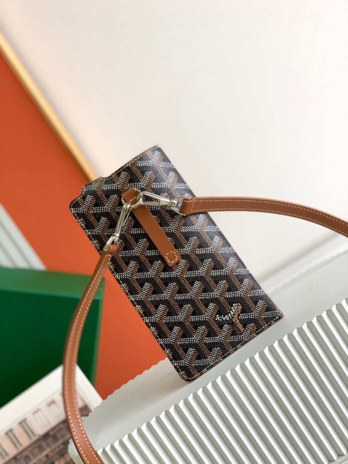GOYARD MontMartre Leather Printed Diagonal Cross Phone Bag #nigo21811