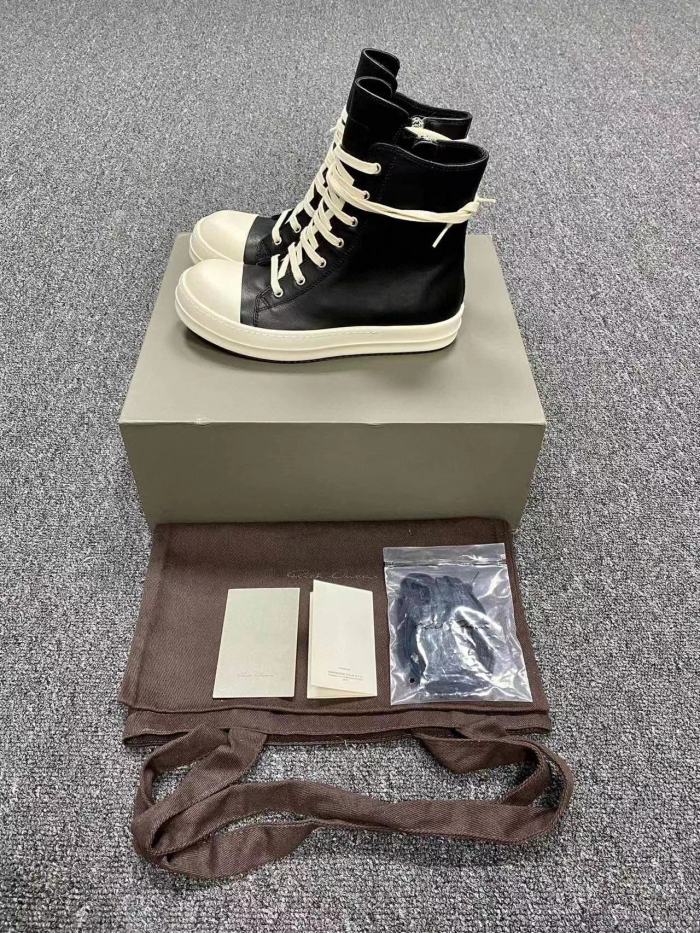 Rick Owens Leather High/Low Sneakers Ngvp #nigo6589