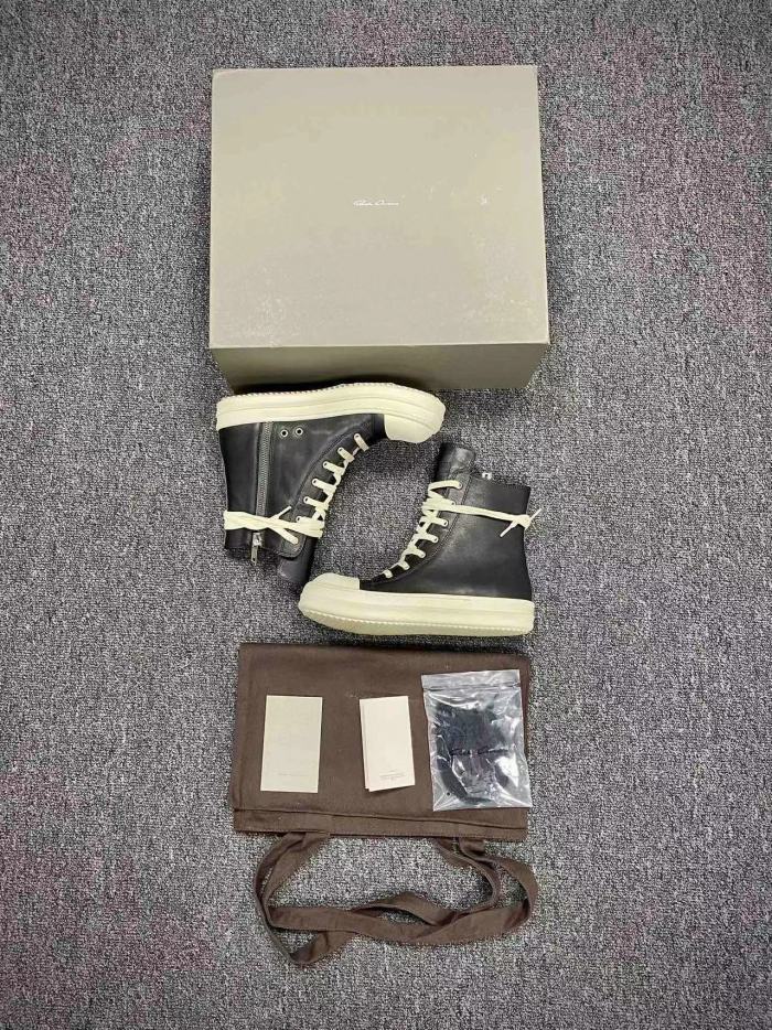 Rick Owens Leather High/Low Sneakers Ngvp #nigo6589